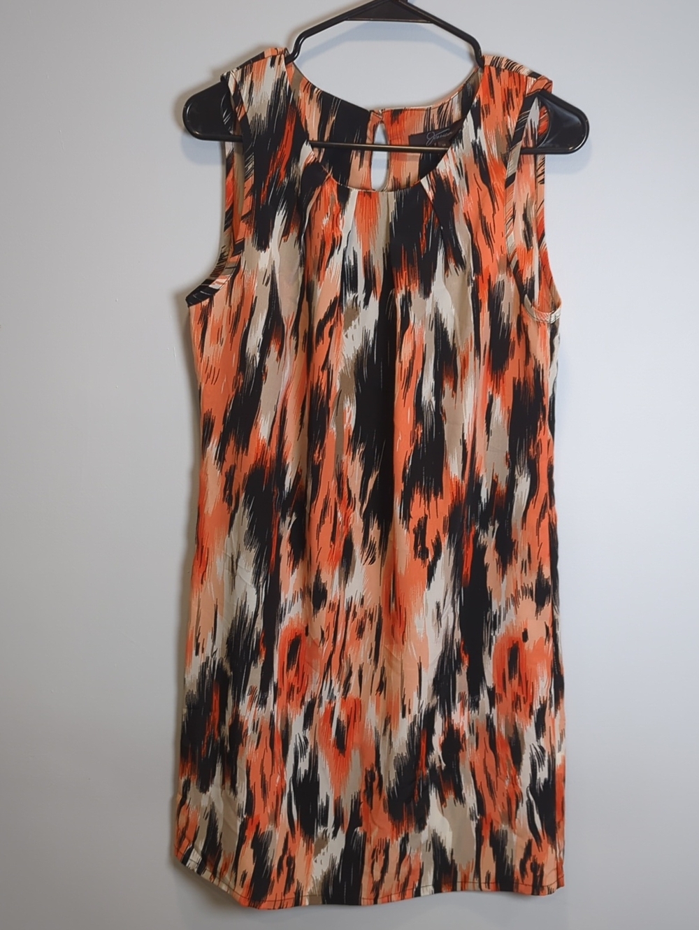 JESSICA Sleeveless Orange Black Cream Print Shift Dress US14